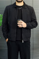 Turbo Textured Stripe Design Imp Men's Wool Jacket In Black