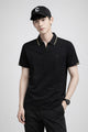 Turbo Waffle Knit Texture Men's Polo T-Shirt In Black