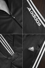 Adds 3 Stripes Signature Mock Neck Zipper Tracksuit In Black