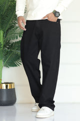 Turbo Men's Wide Leg Baggy Jeans In Black