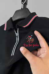 Turbo Polo x R/L Zip Collaered Men's Polo Shirt In Black