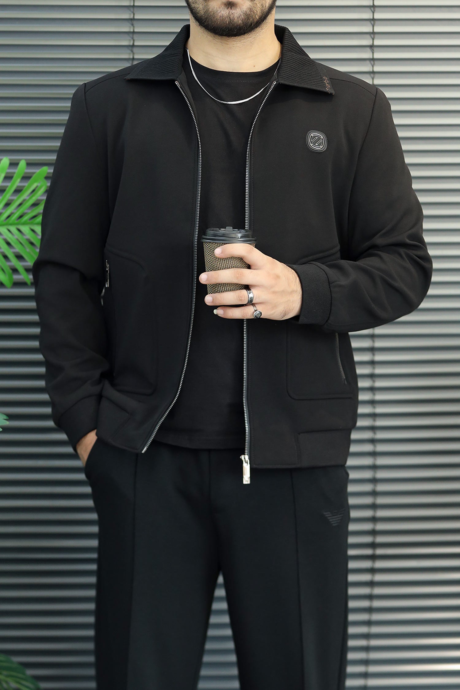 Zipped Blouson Imp Men's Wool Jacket In Black