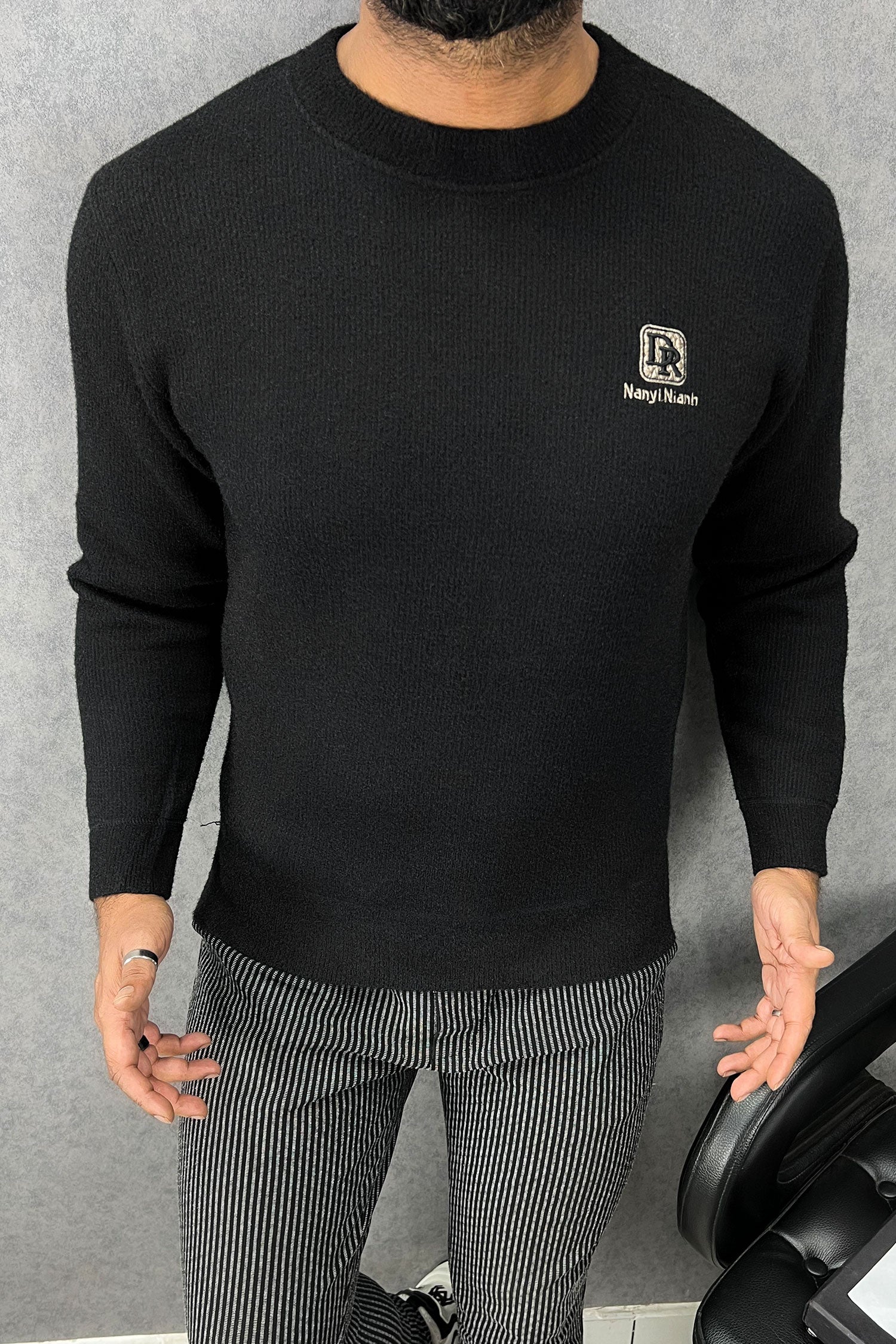 Smooth Ribbed Round Neck Imported Men's Sweatshirt