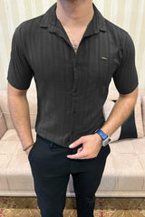 Turbo Endless Cool Embossed Casual Shirt In Black