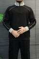 Turbo Two-Tone Quarter Zip Imported Mock Neck Men's Sweatshirt In Black