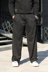 Relaxed Straight Baggy Loose Bottom Trouser in Black