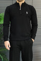 Polo Mock Neck Pullover Half-Knit Zip Imported Men's Jumper Sweater