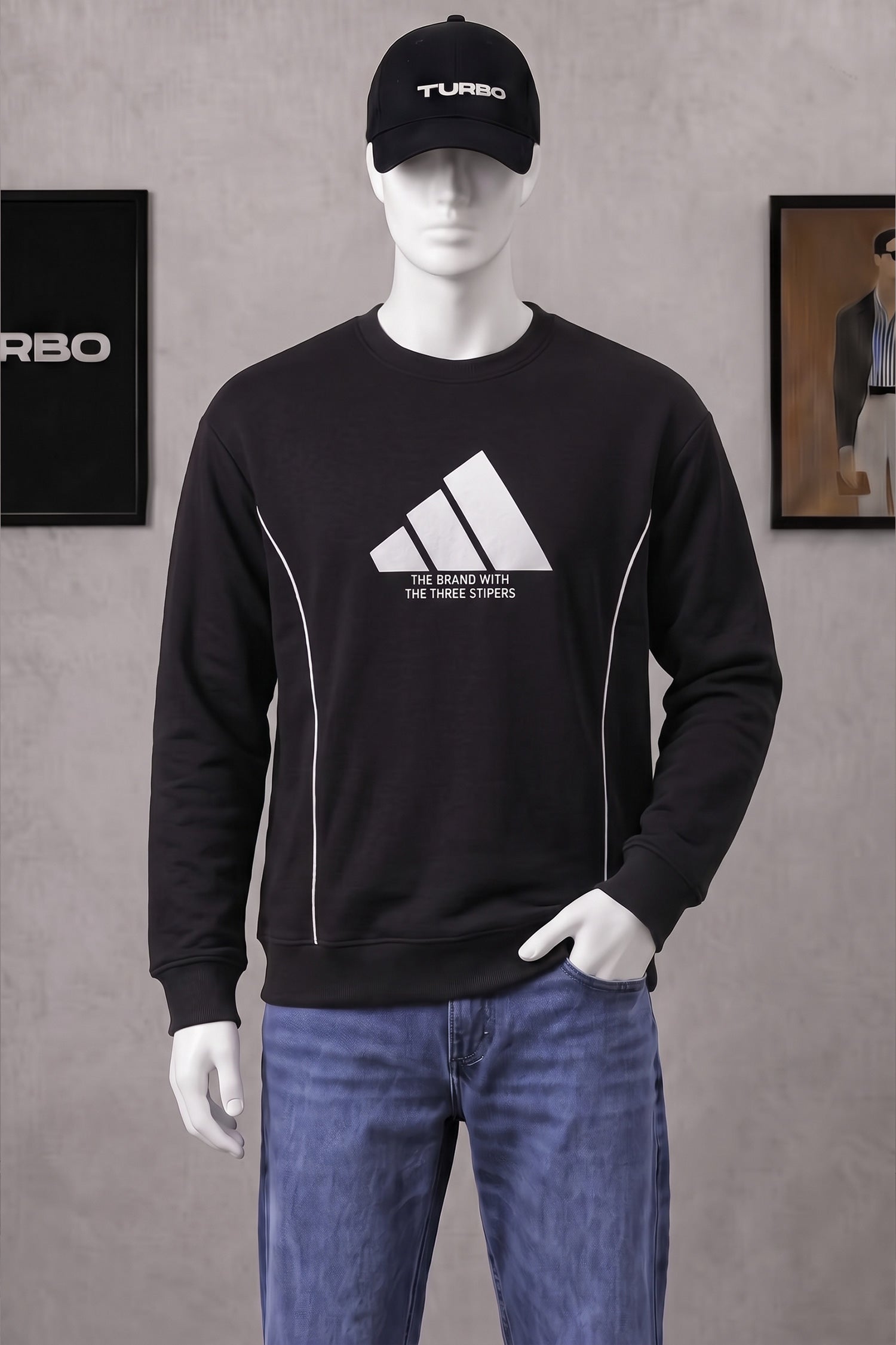 Adds Signature Round Neck Men's Sweatshirt In Black