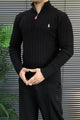 Polo Cable Knit Texture Quarter-Zip Imported Men's Jumper Sweater