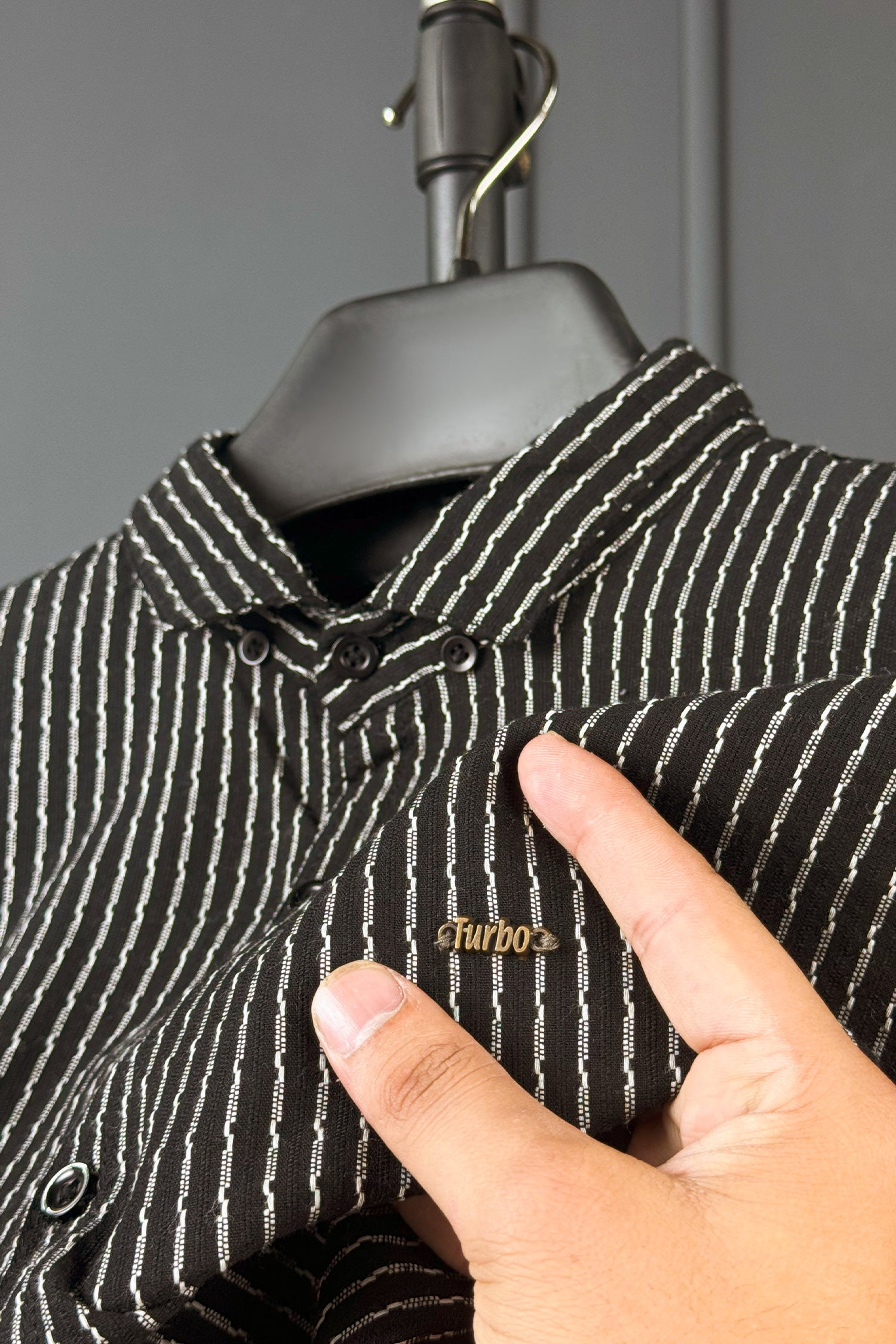 Turbo Lining Check Creation Long Sleeve Cotton Casual Shirt