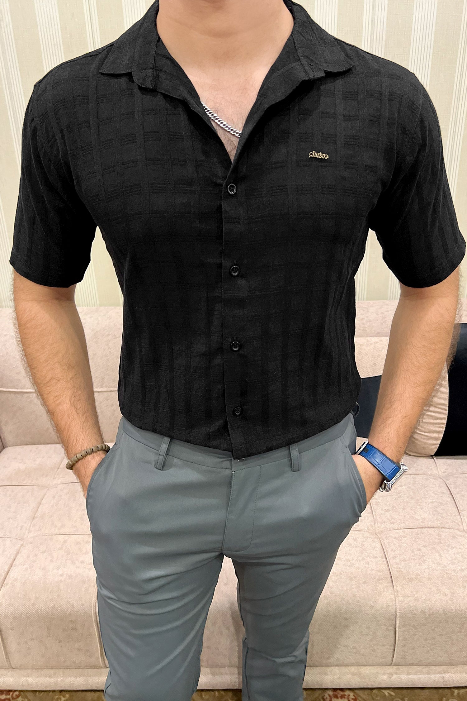 Turbo ShowOff Self Pattern Casual Shirt