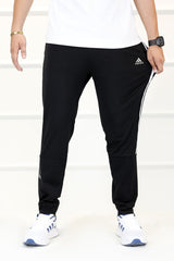 Adds Skinny Seluar Track 3 Stripes Line Sportswear Trouser In Black