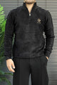 Lro Piana Half-Zip Knit Collared Imported Rabbit Wool Men's Sweater In Black