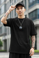 Mens Minimalist Round Neck T-shirt In Black