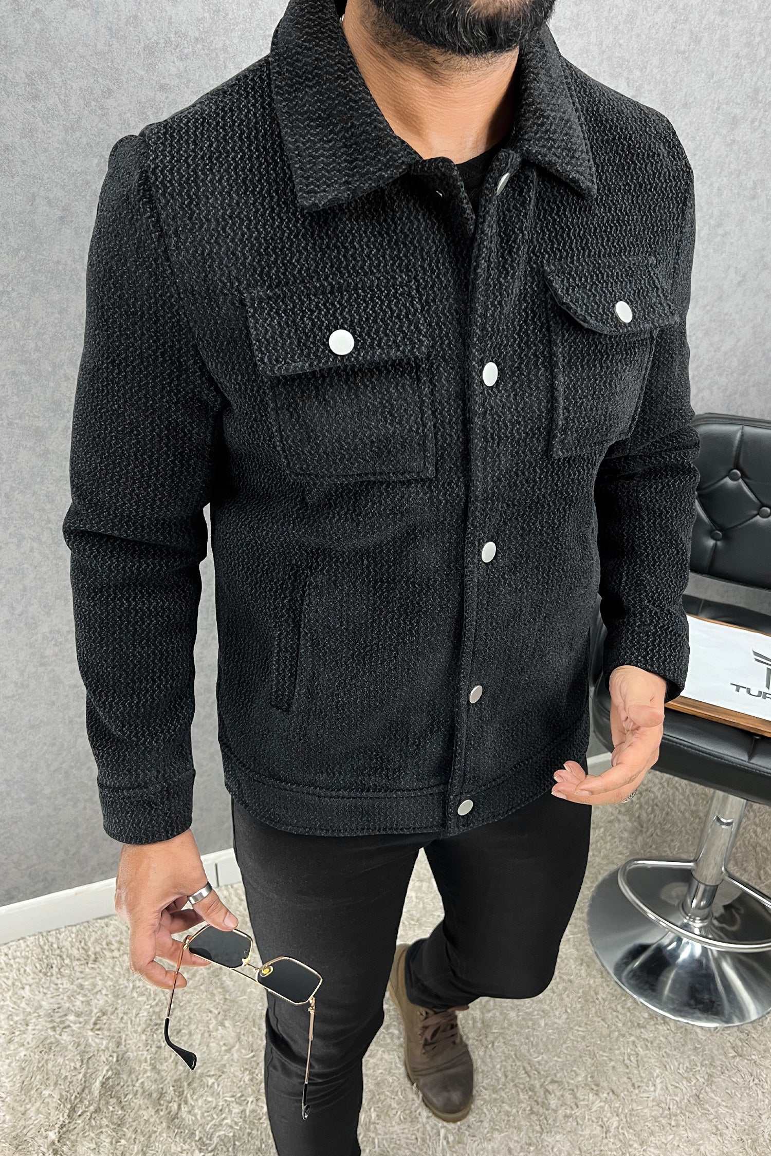 Zig Zag Design Imported Men's Woolen Jacket