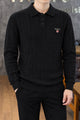 Gnt Cable-Knit Texture Pattern Imported Men's Sweater In Black