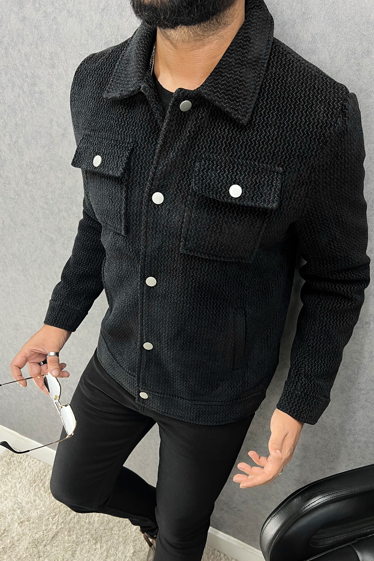 Zig Zag Design Imported Men's Woolen Jacket