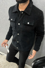 Zig Zag Design Imported Men's Woolen Jacket In Black