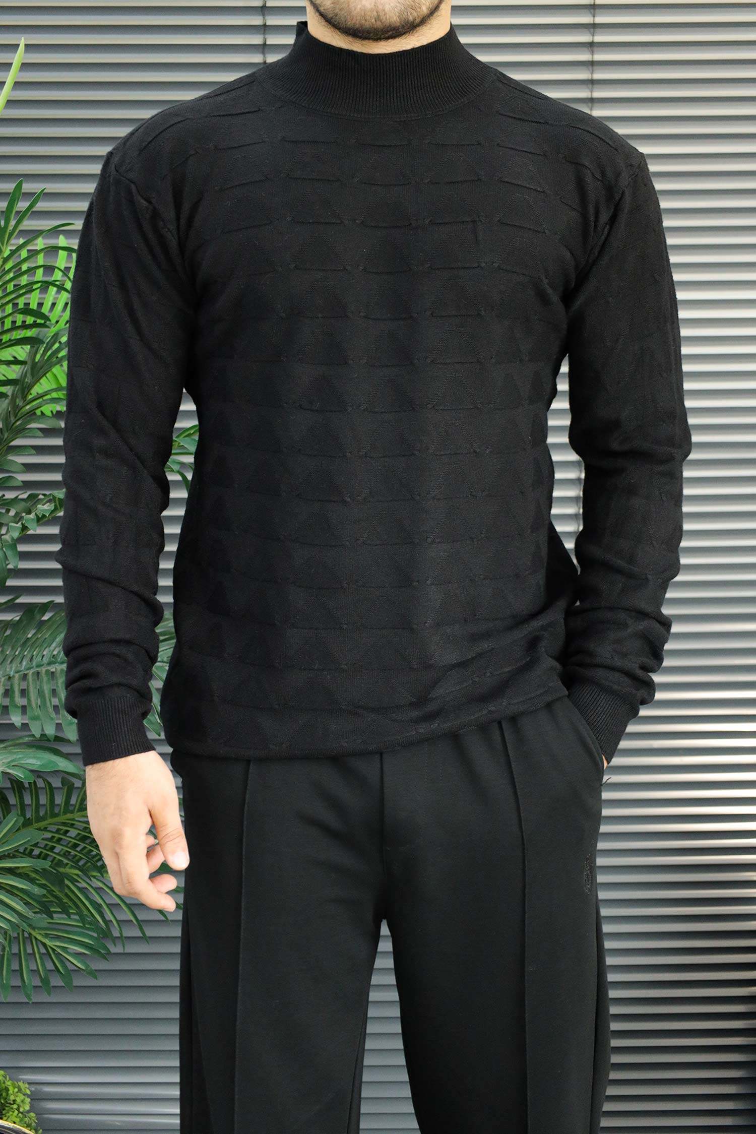 Turbo Geometric Pattern Imported Men's Sweater