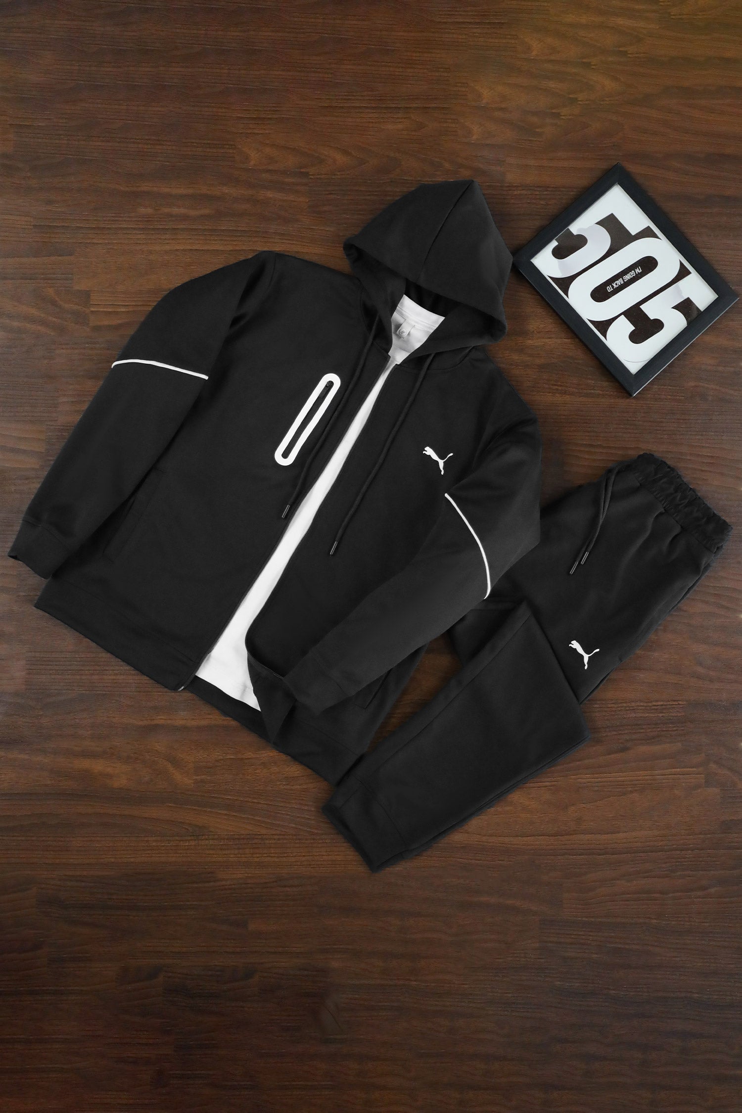 Pma Mens Vent Hooded Woven Zipper Tracksuit