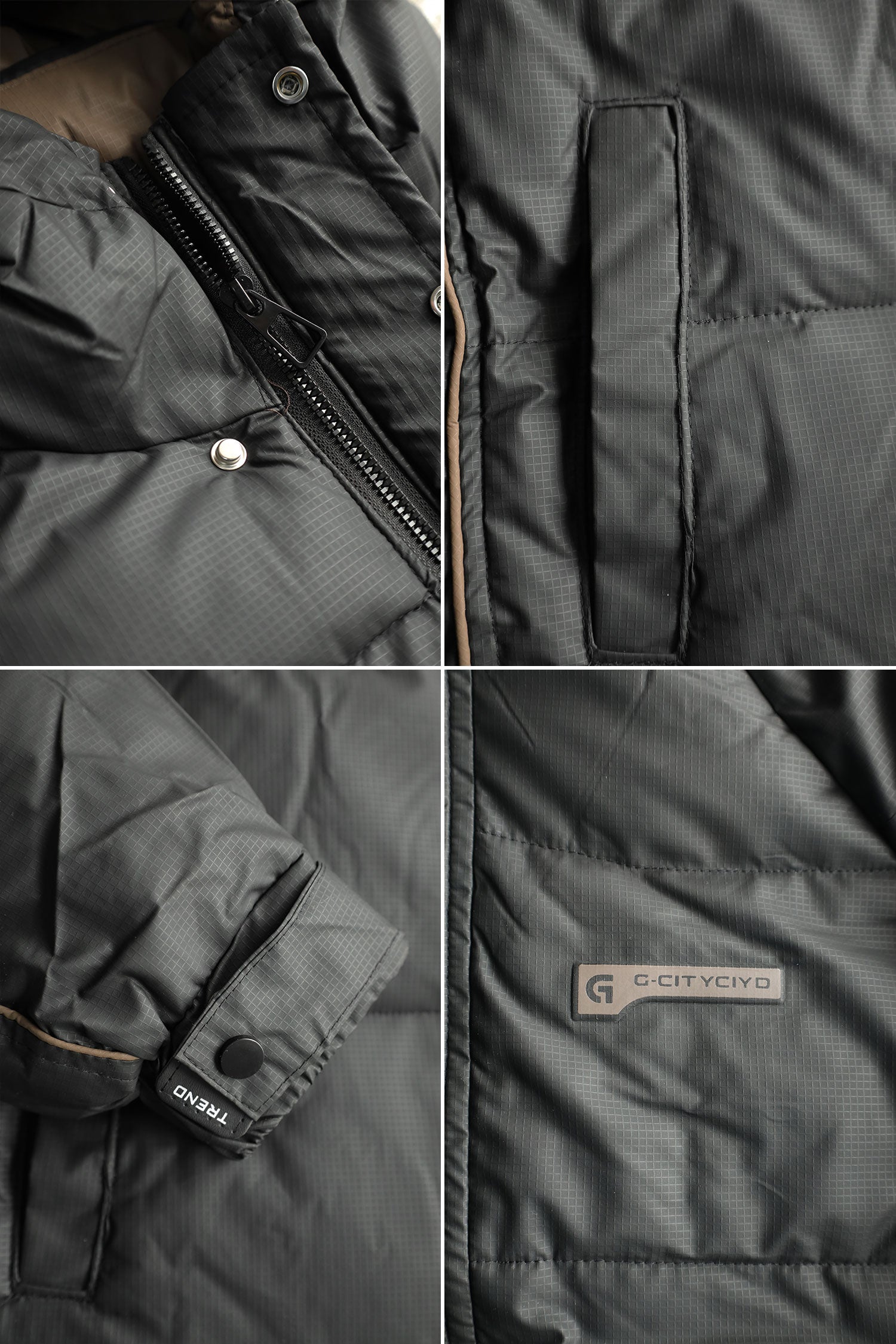 Self Block Pattern Padded Hooded Imported Puffer Jacket