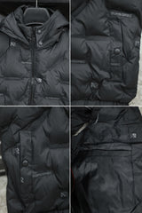 Embossed Design Quilted Detachable Hood Imported Men's Gilet in Black