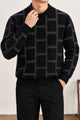 Brick Design Pattern Imported Round Neck Rabbit Wool Men's Sweater