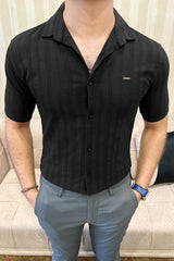 Turbo Wave Texture Crochet Casual Shirt