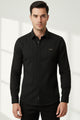 Turbo Self Stripe Motif Long Sleeve Cotton Casual Shirt
