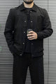 Casual Wadded Patch Imported Men's Suede Wool Jacket In Black