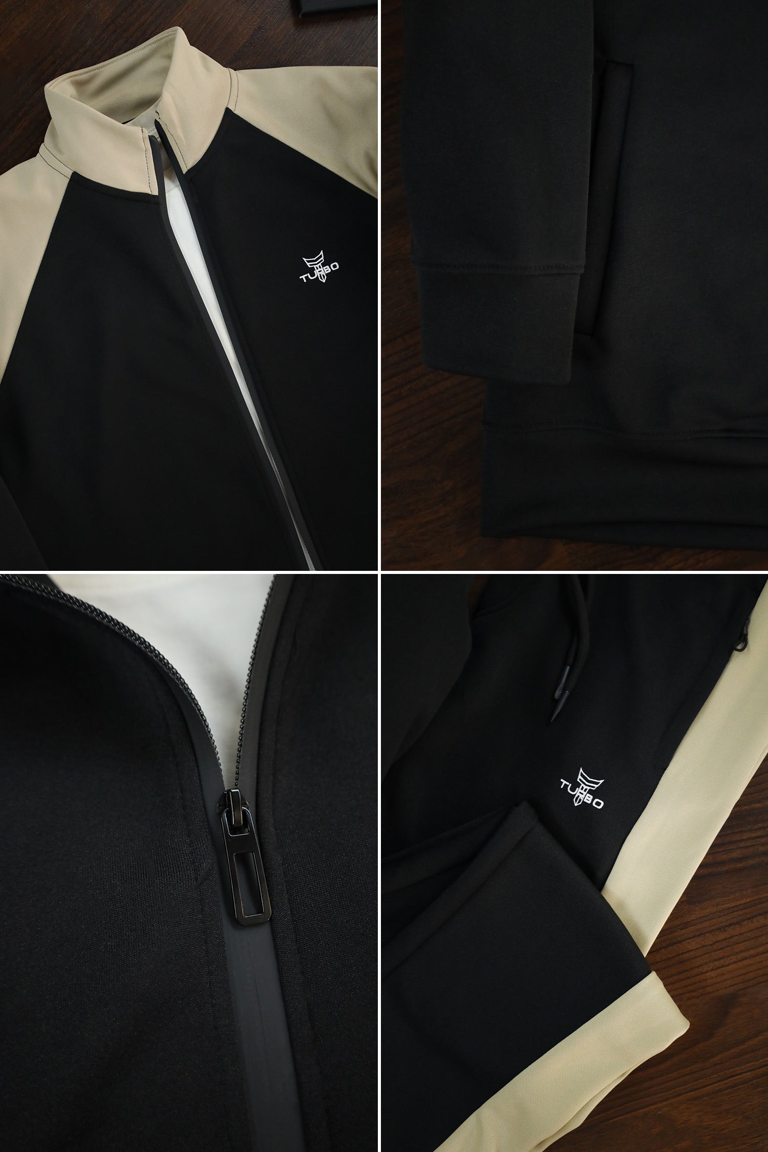 Turbo Raglan Sleeves Panel Moke Neck Zipper Tracksuit