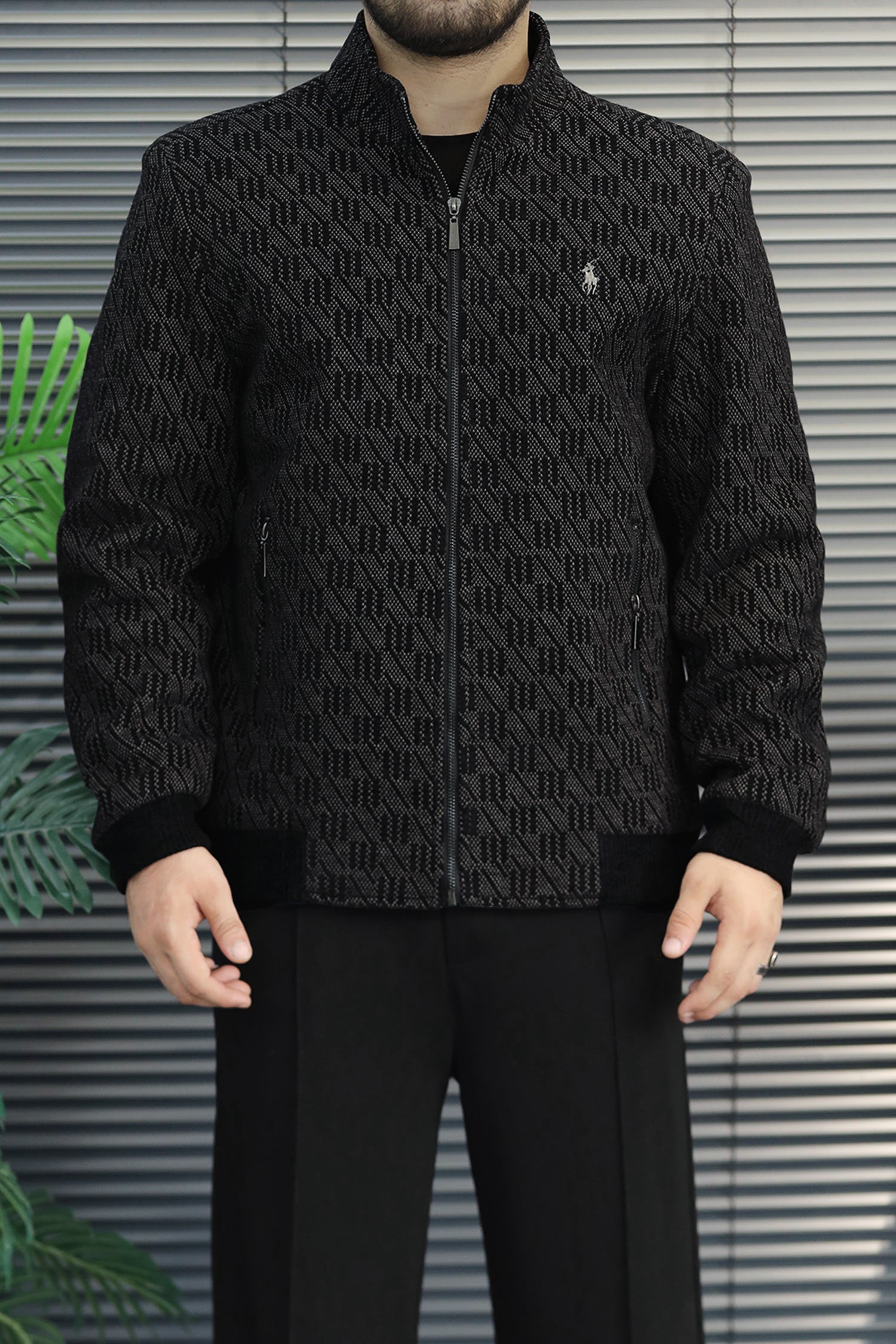 Turbo x Polo Jacquard Pattern Imported Men's Wool Jacket