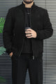 Warm Blend Bomber Imported Men's Wool Jacket In Black