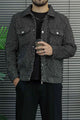 Sharp Herringbone Texture Imported Men's Wool Jacket In Black