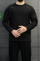 Turbo Geometric Piping Imported Round Neck Men's Sweatshirt