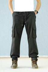 Turbo Vintage Grip Signature Imp Cotton Cargo Trouser In Black