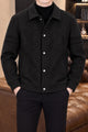 Casual Wadded Patch Imported Men's Suede Wool Jacket In Black