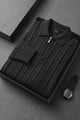Turbo X Polo Ribbed Texture Quarter-Zip Imported Men's Jumper Sweater In Black