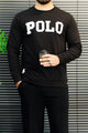 Polo Pony Basic Round Neck Men's Sweatshirt In Black