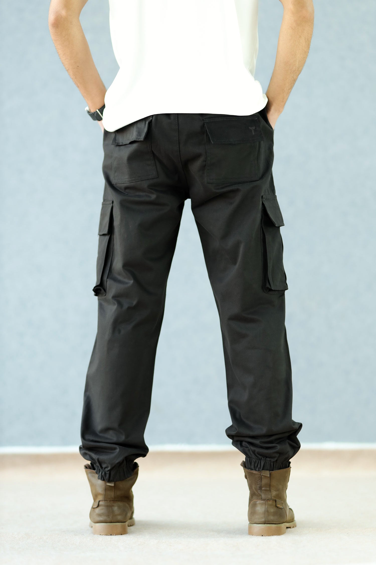 Turbo Vintage Grip Signature Imp Cotton Cargo Trouser In Black