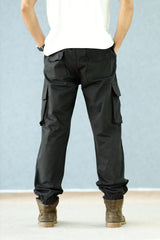 Turbo Vintage Grip Signature Imp Cotton Cargo Trouser In Black