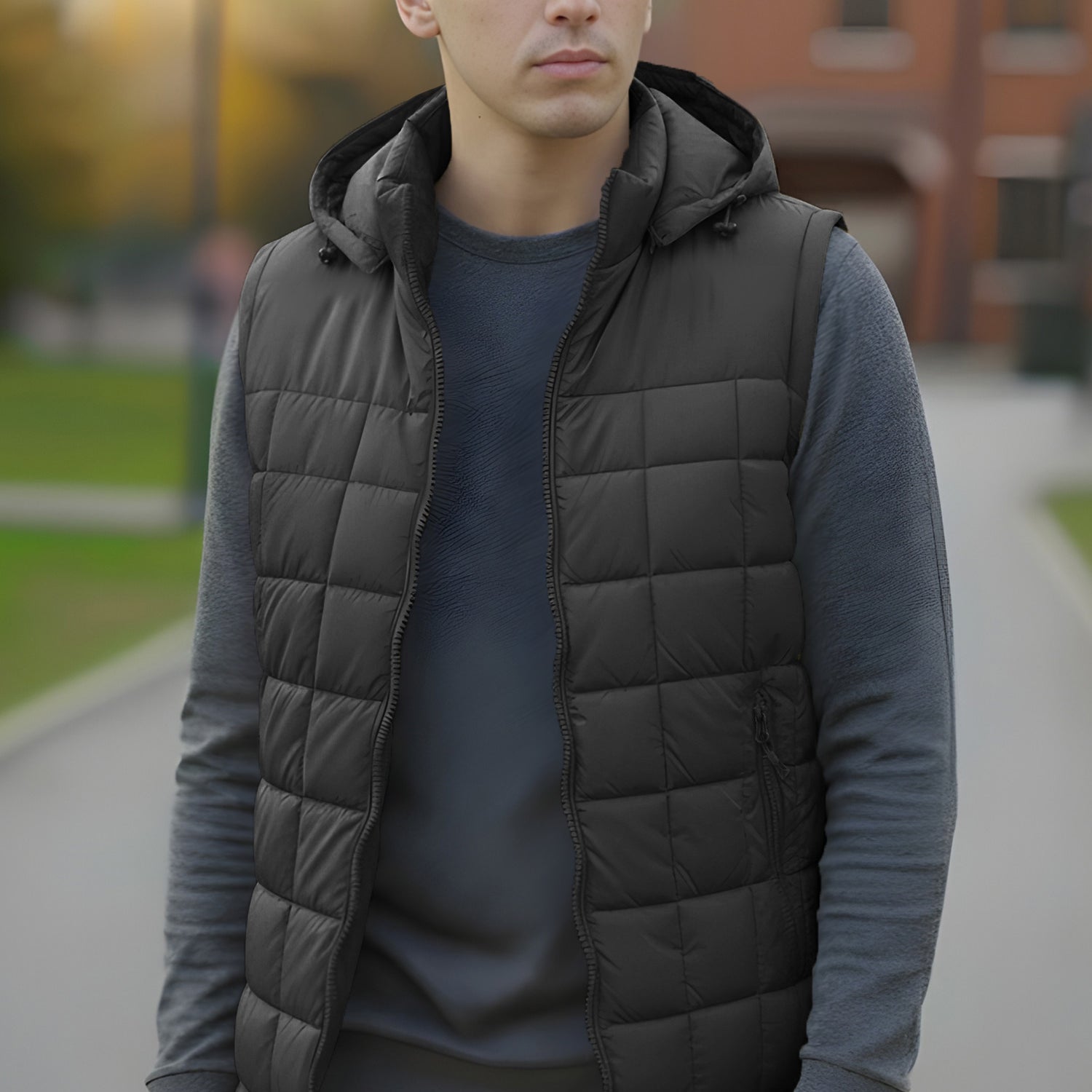 Boa Reversible Vest Detachable Hood Imported Men's Gilet