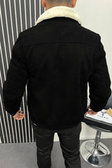 Sugar & Spice Trendy Zipper Men's Suede Jacket in Black