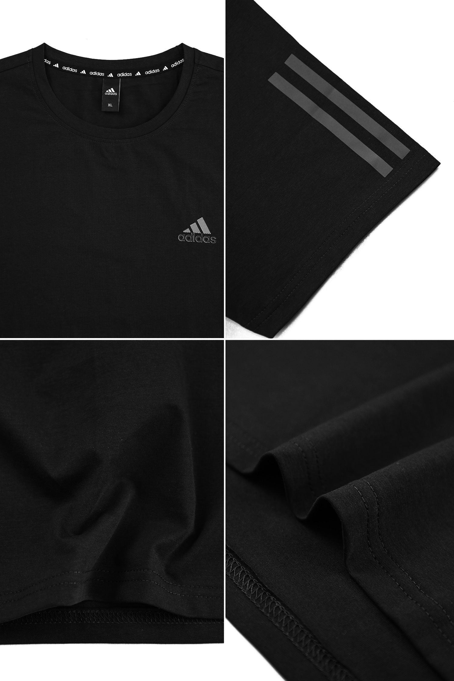 Adds Half Tri-Line Strips Round Neck T-Shirt