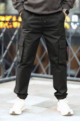 Turbo Cut Style 7 Pocket Style Imp Cotton Cargo Trouser In Black