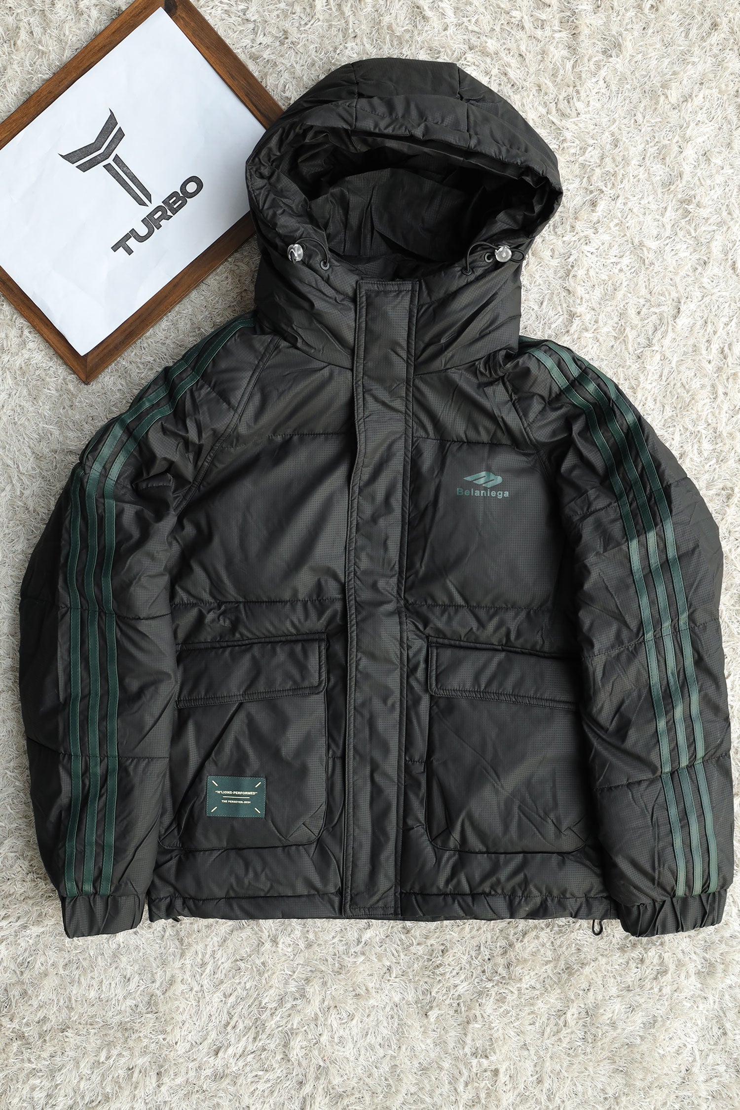 Blcniga Strip Style Padded Imported Puffer Jacket