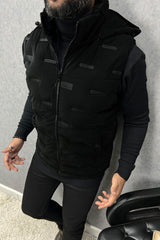 Winter Perfect Quilted Detachable Hood Imported Men's Gilet In Black