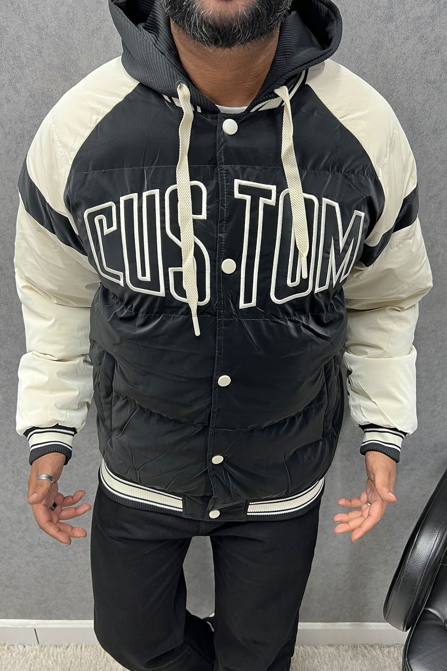 Custom Two Tone Premium Padded Imported Puffer Jacket