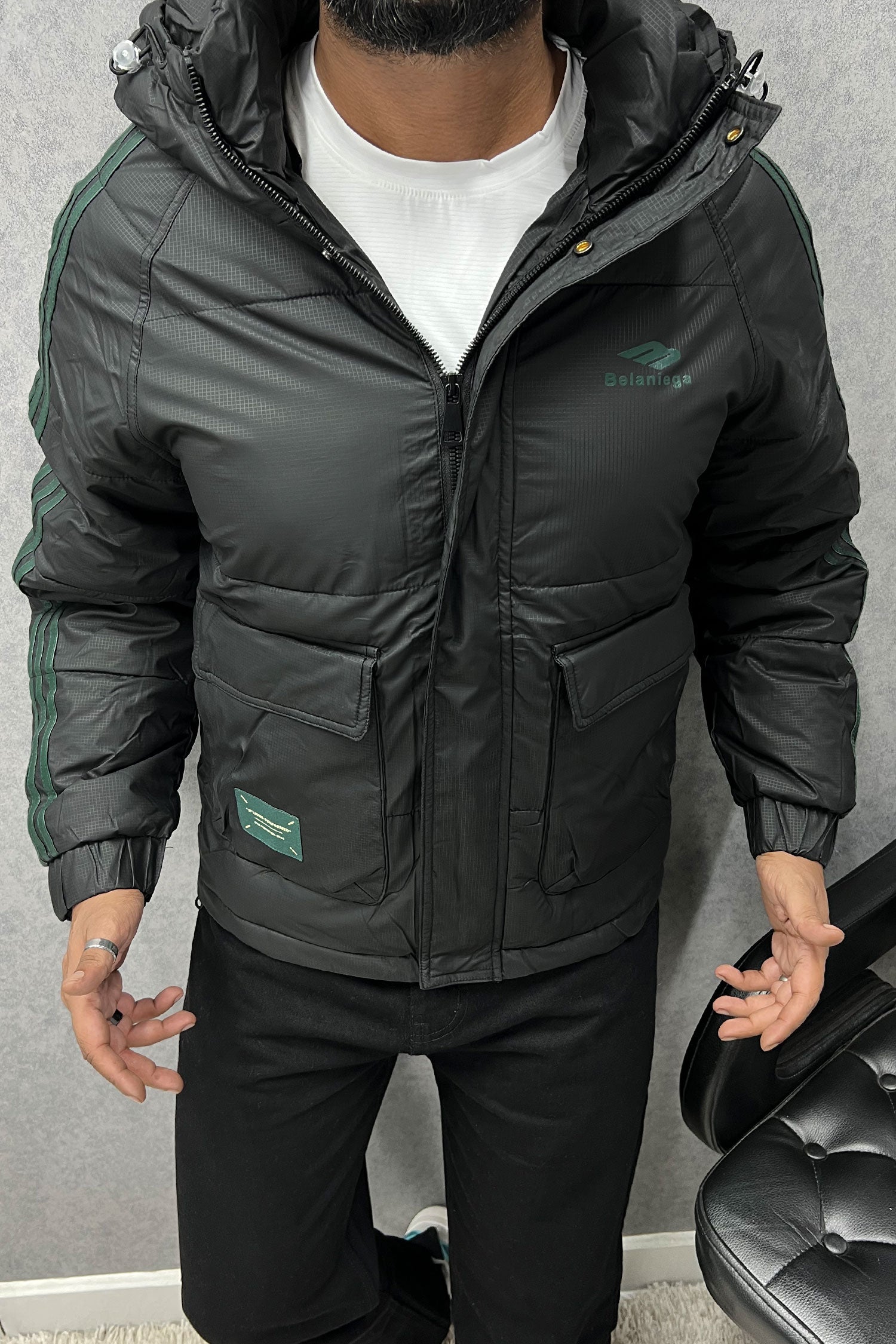 Blcniga Strip Style Padded Imported Puffer Jacket