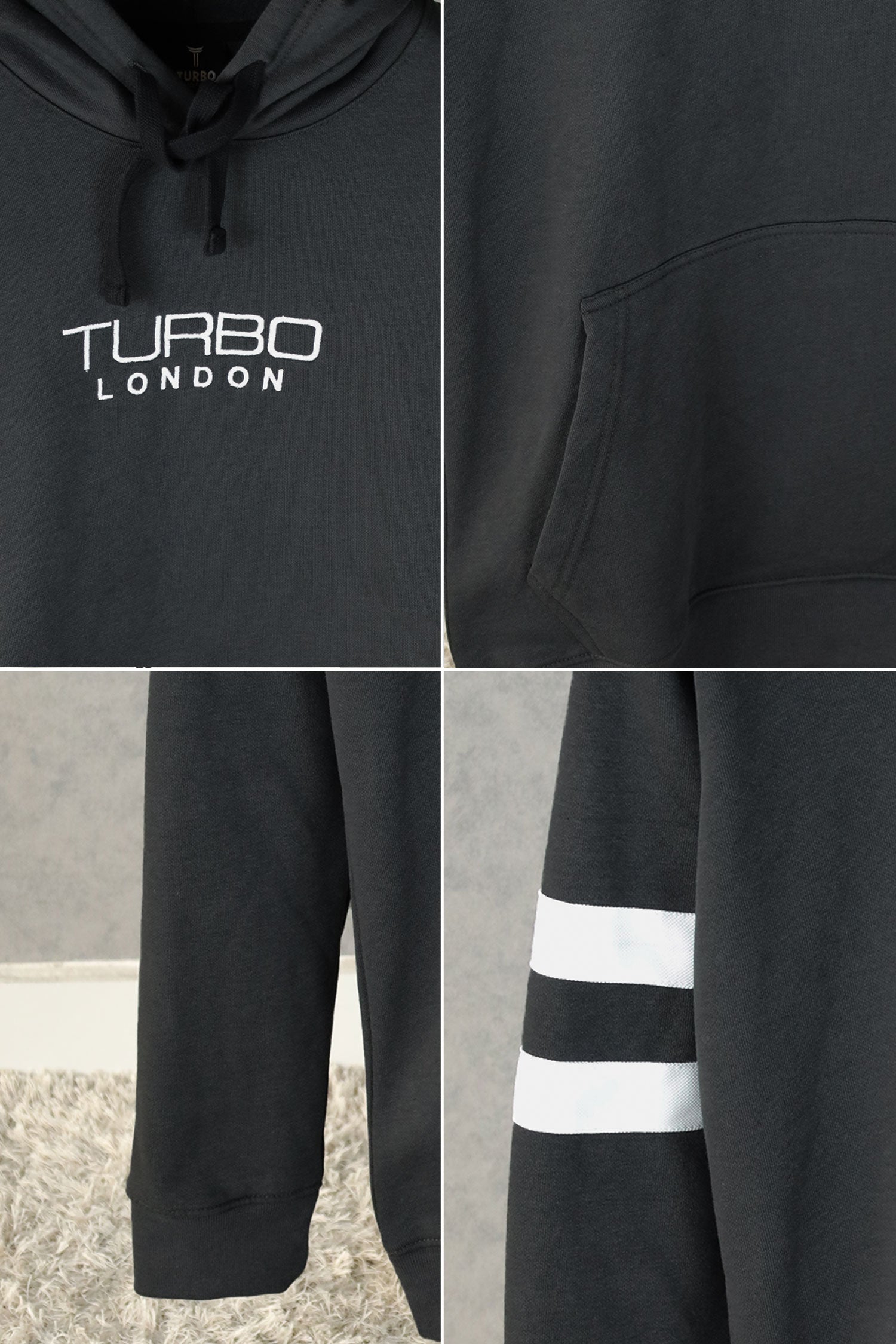 Turbo Elbow Panel Stripe Fleece Hoodie